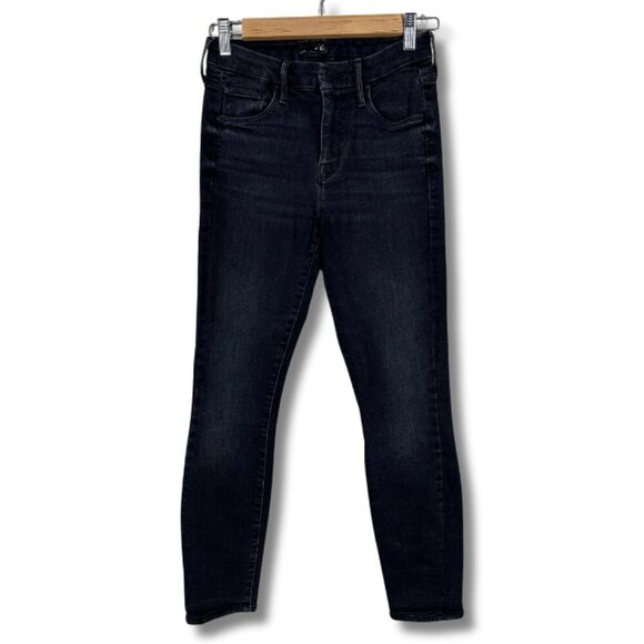 Mother Looker Jeans Mid Rise Skinny Black Denim Night Hawk Women's Size 23 - Picture 1 of 6